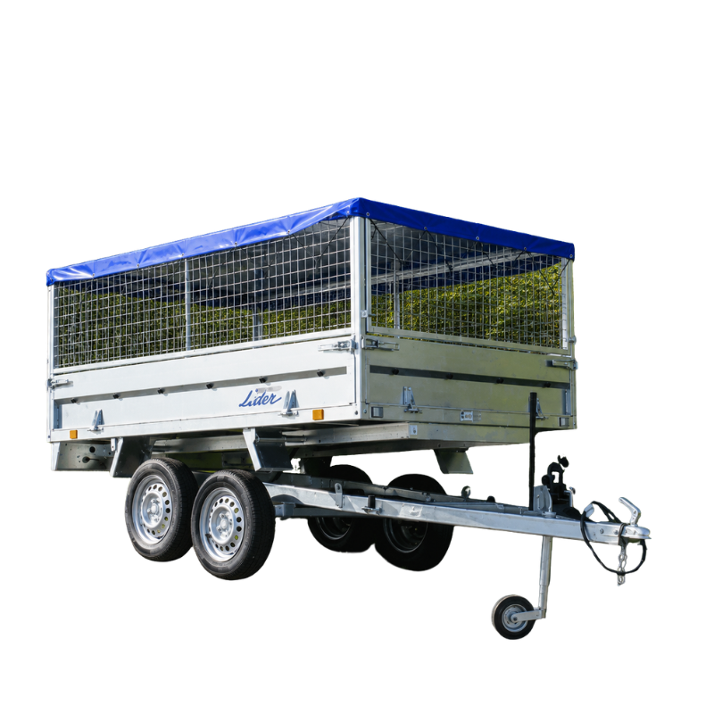 LIDER 39560 - Benne hydraulique double essieu avec rehausses grillagées - PTAC 500 kg - Vue 2
