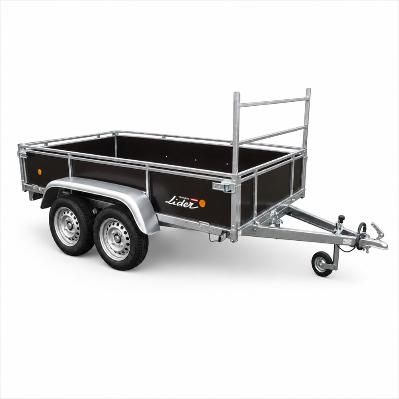 LIDER 45450 - Double essieu avec rehausse grillagée 70 cm - PTAC 500 kg - Vue 2