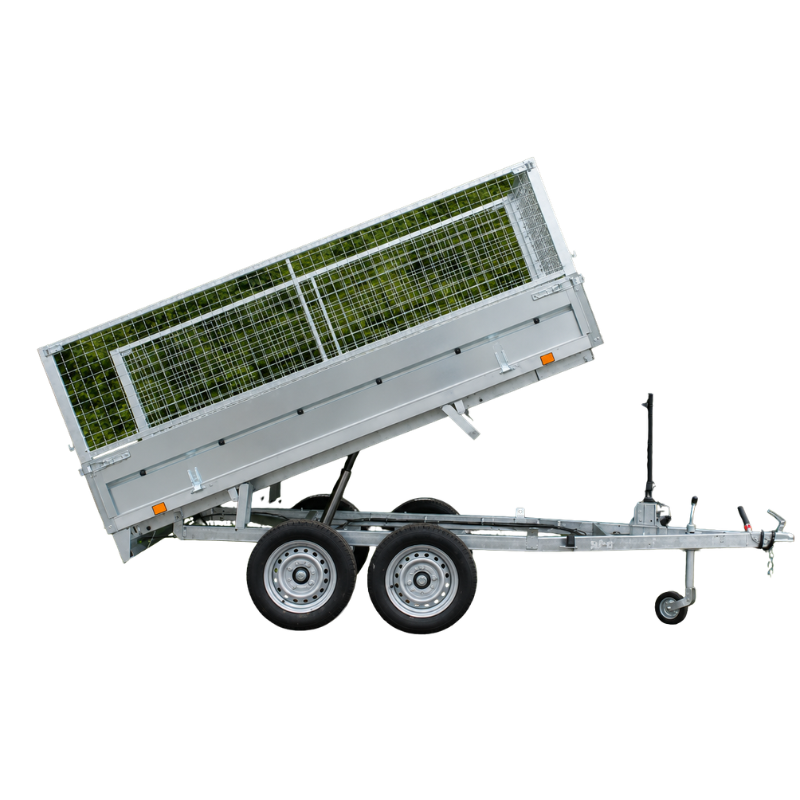 LIDER 39560 - Benne hydraulique double essieu avec rehausses grillagées - PTAC 500 kg - Vue 4