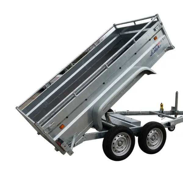 LIDER – Remorque benne hydraulique double essieu 253 × 134 × 50 cm – PTAC 1 500 kg